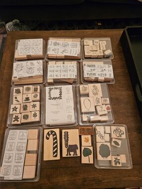 Stampin' Up! Wooden Craft Stamp Set - Natural Wood, Black Ink Impressions